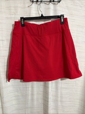 Women's Red Athletic Skort with Built-In Shorts